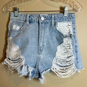 Abrand Women’s Shorts Size 10 Waist 28 Tattered High Rise Denim Jean Cutoffs